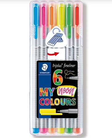 Marcadores STAEDTLER TRIPLUS FINELINER Neonl cx c/ 6