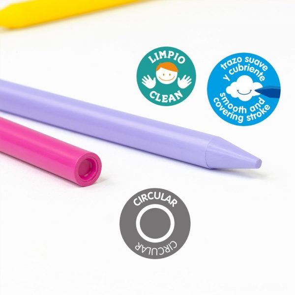 Lápis de cera de 24 cores redondo Milan - Image 5