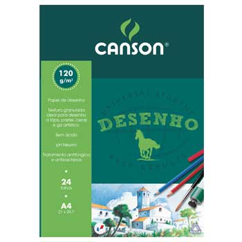 Bloco Desenho A4 Canson 120gr 24 Folhas