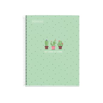 1540-1 (9) Caderno Pautado Miquelrius Espiral 80 Folhas A4 Cactus - Image 1