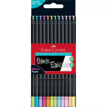 Lapis Cor 18cm Faber Castell Black Edition Cx Cartao 12un