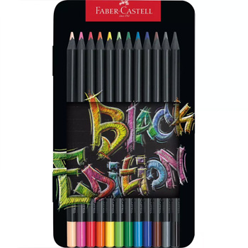 Lapis Cor 18cm Faber Castell Black Edition Cx Metalica 12un