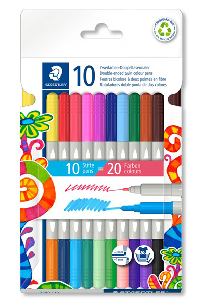 MARCADOR DE PONTA DUPLA TWIN COLOR STAEDTLER C/10
