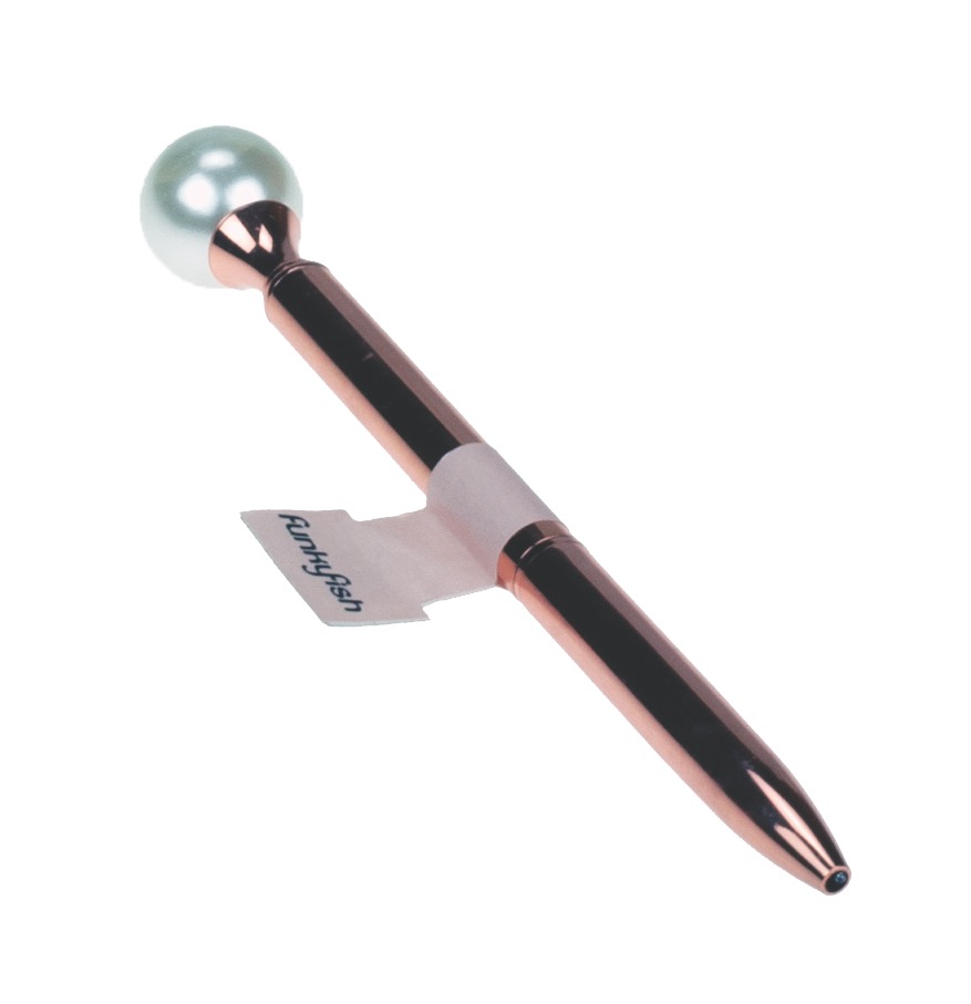 Caneta Rosa Gold c/ Pérola Branca – Funky Fish