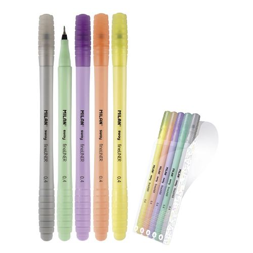 Rotuladores Milan Ponta Fina Sway Fineliner 0,4mm Estojo 5Uni