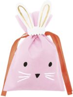 SACO DE PRESENTE POESIA EM PAPEL COELHO ROSA 20X30CM
