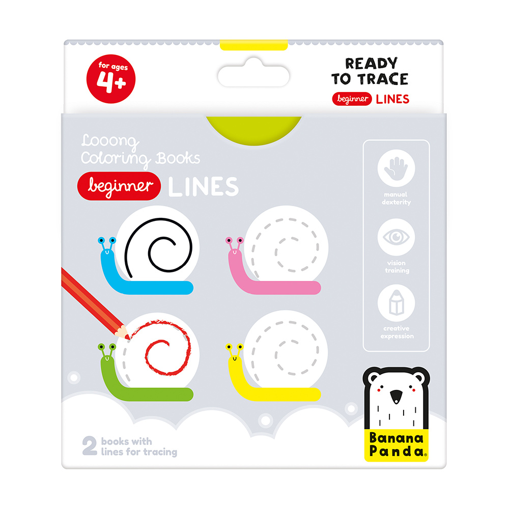 Looong_Coloring_Books_Beginner_lines_-1 Looong Coloring Books Prontos para Traçar - Linhas para Iniciantes para idades:4+ Banana Panda - Image 1