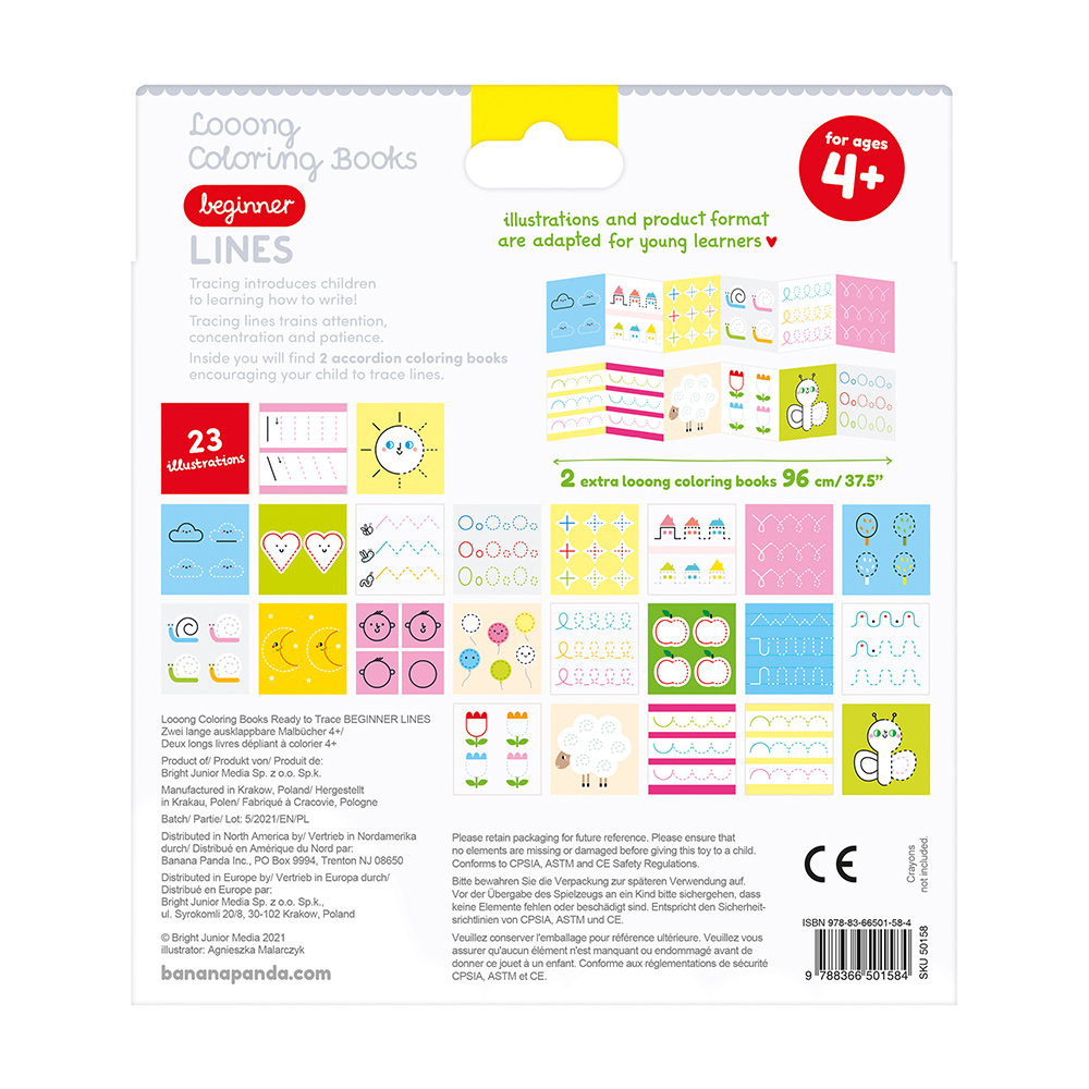 Looong Coloring Books Prontos para Traçar - Linhas para Iniciantes para idades:4+ Banana Panda - Image 5