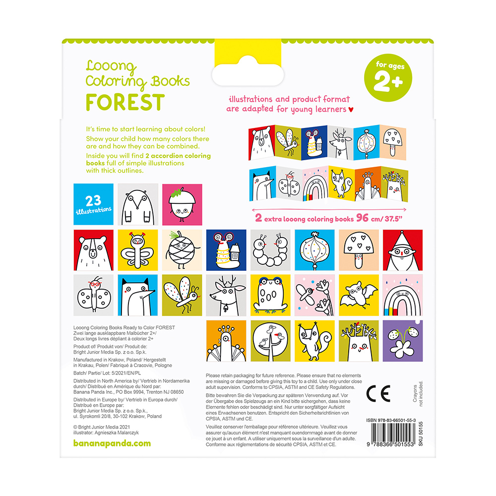 Looong Coloring Books - Pronto para colorir a floresta para idades:2+ Banana Panda - Image 6