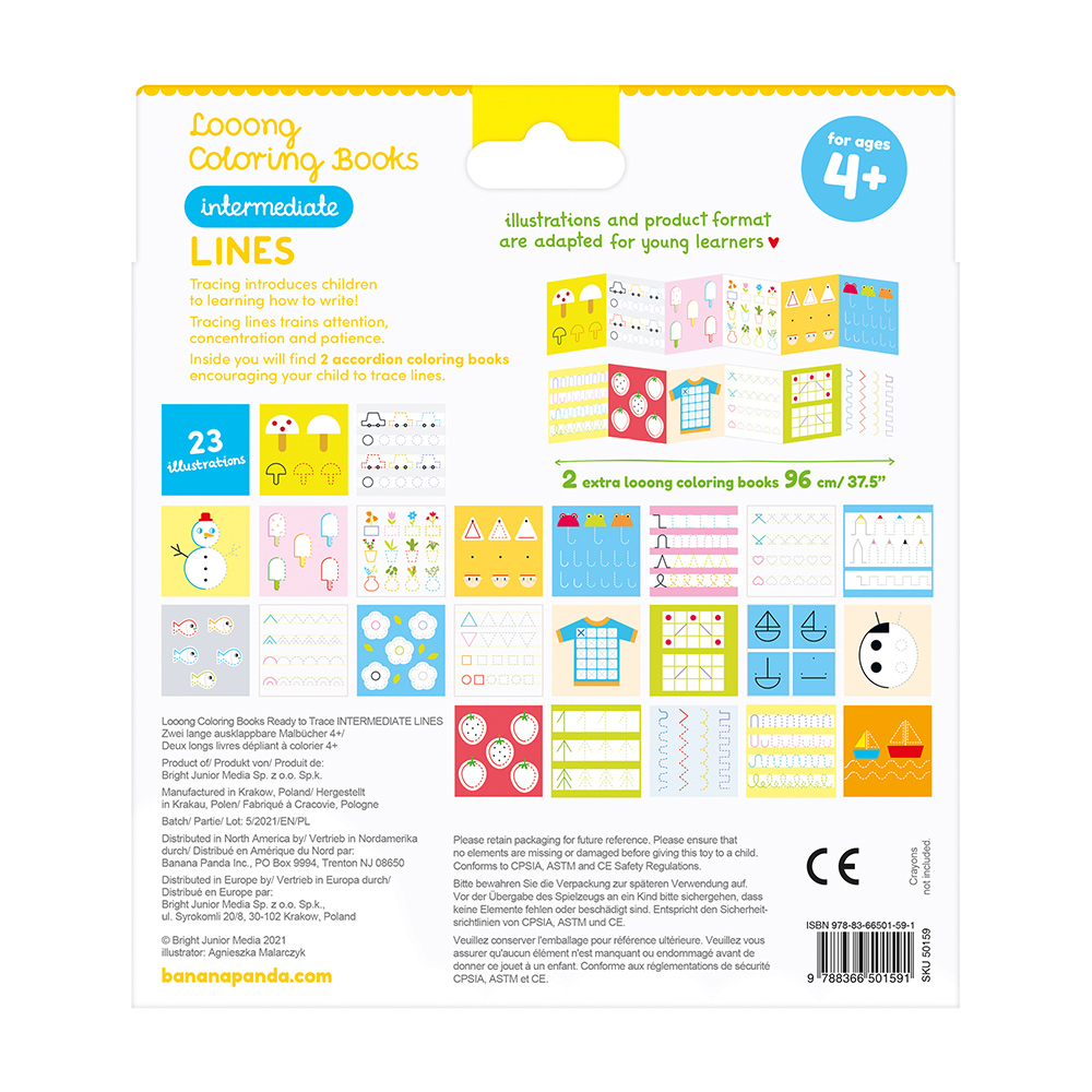 Looong Coloring Books Prontos para Traçar - Linhas Intermediárias para idades:4+ Banana Panda - Image 6