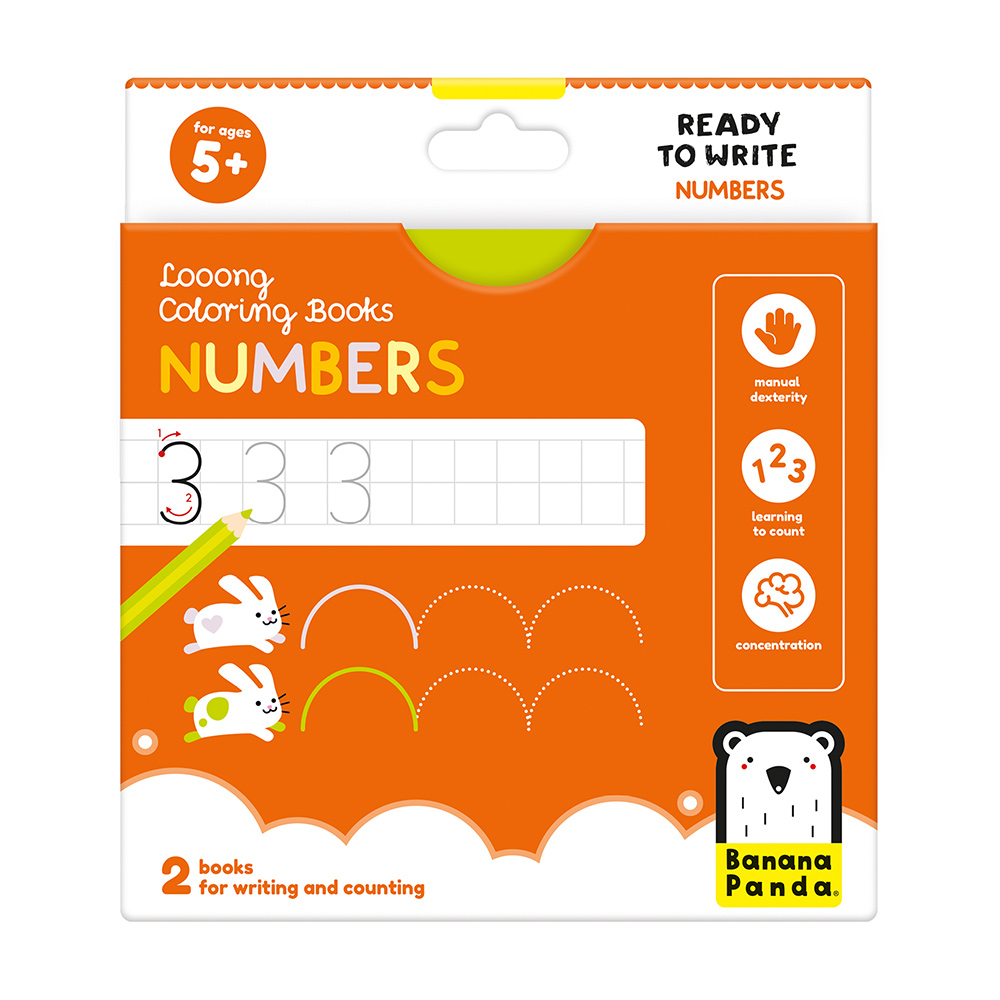 Looong_Coloring_Books_Numbers_-1 Looong Coloring Books - Pronto para escrever números para idades:5+ Banana Panda - Image 1