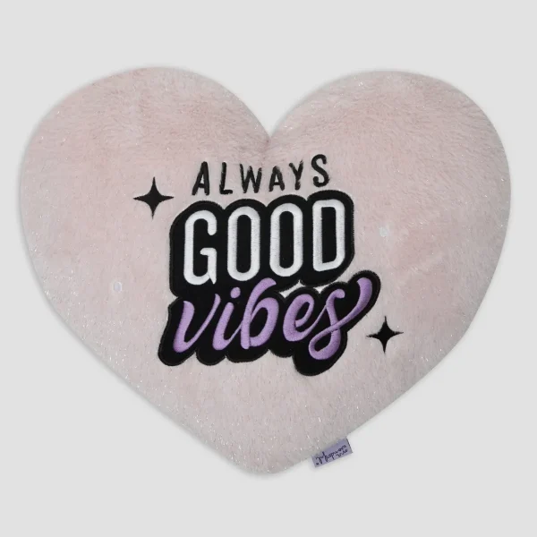 Almofada coração de peluche - Always good vibes
