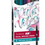Conjunto de 6 canetas pincel duplas ABT, cores Vintage Tombow