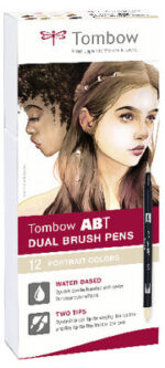 Conjunto de 12 canetas pincel duplas ABT para retratos Tombow