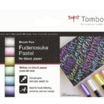 Conjunto de 6 canetas pincel pastel Fudenosuke para papel preto Tombow