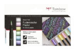 Conjunto de 6 canetas pincel pastel Fudenosuke para papel preto Tombow