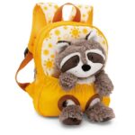 Mochila infantil com peluche removível-Guaxinim Amarela